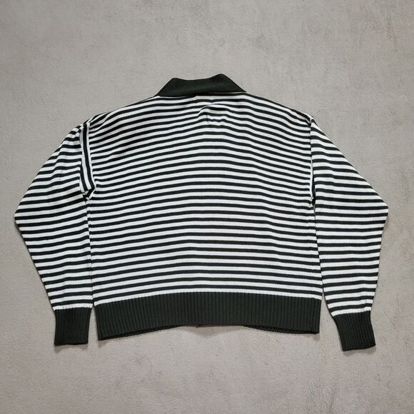 Fia Italia Hand loomed Cardigan Long Sleeves Green Striped Sz M - Picture 2 of 10